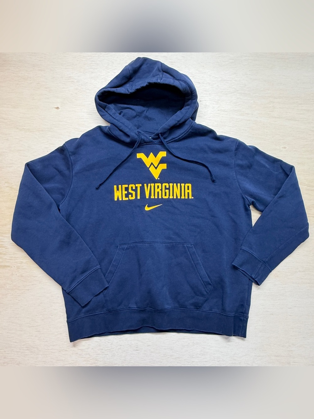 Nike West Virginia Mountaineers Hoodie Sweatshirt Men’s Large Blue Yellow WVU